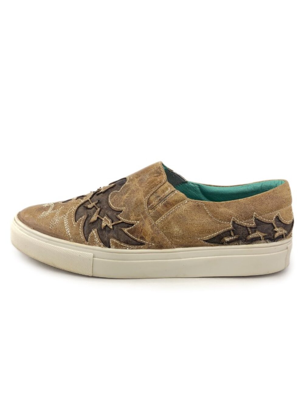 Corral Straw Heart & Wings Inlay Embroidered Sneakers 9.5
